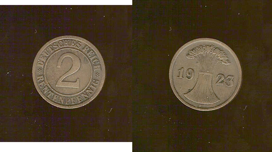 Germany 2 rentenpfennig 1923F aEF